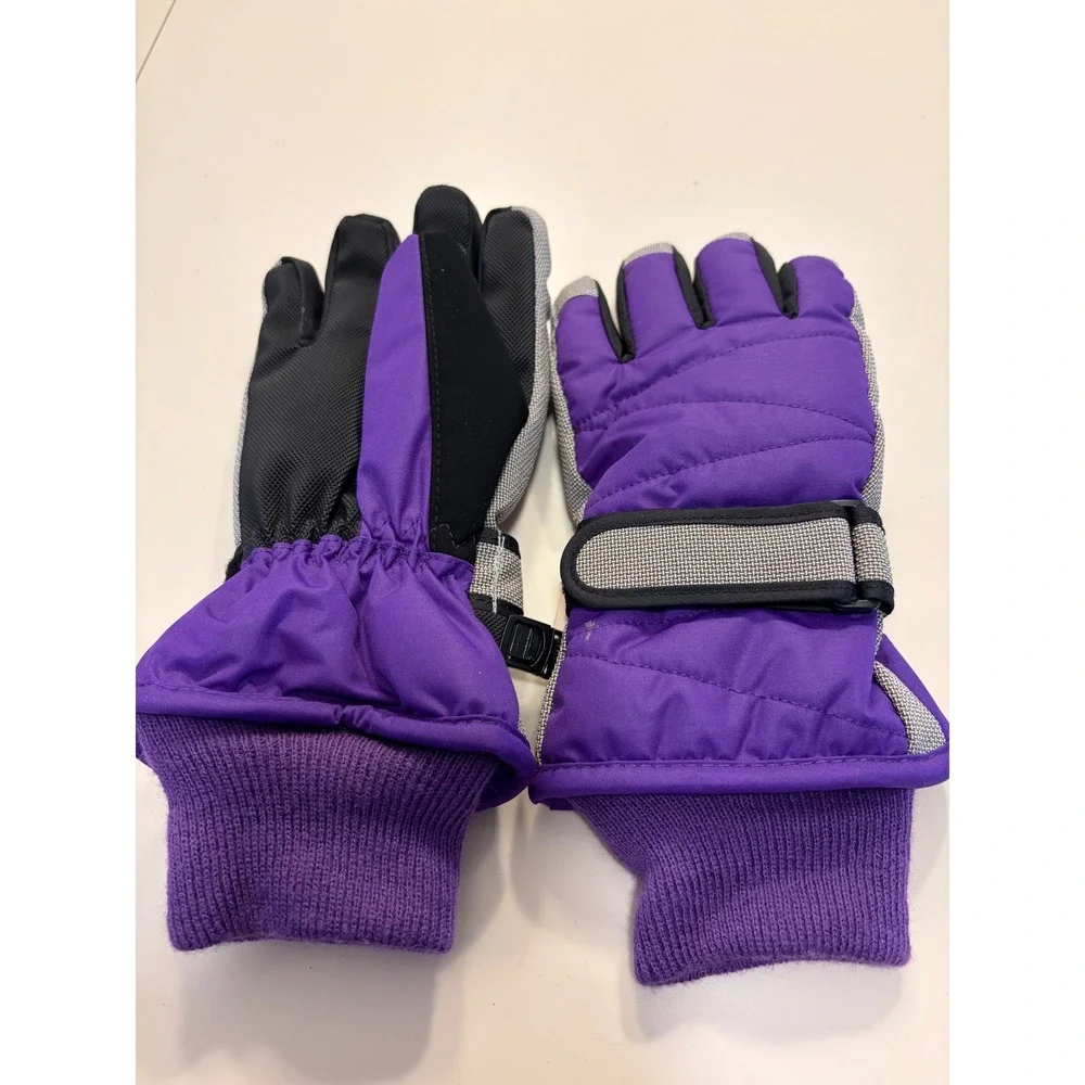 Magarrow Kids Purple Snow Gloves Insulated Winter Ski Mittens Size 6-8 Years